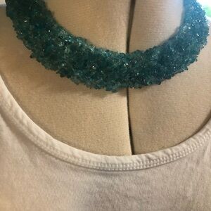 vintage aqua green color beaded necklace and bracelet.